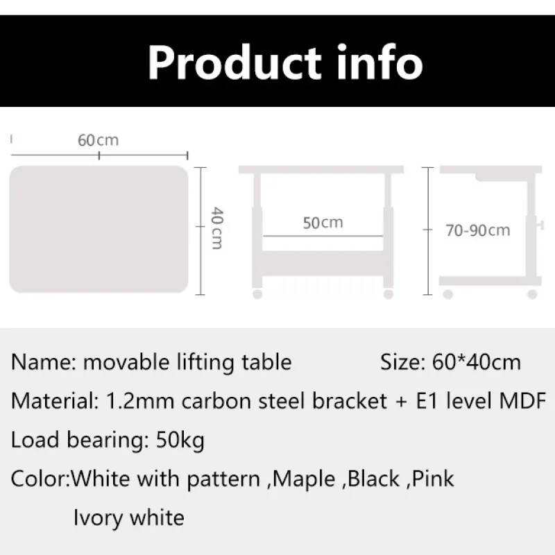 Household lifting computer desk Bed removable study table  bedside Portable writing table for lazy