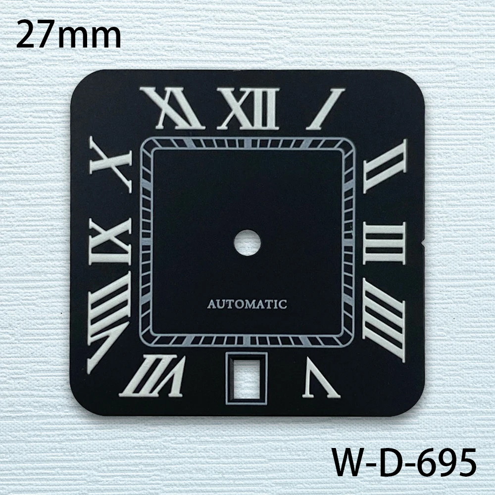 27mm S Logo Square Rome Dial Fit NH35/NH36/4R/7S Automatic Movement Fit 6 O'clock Watch Modification Accessories 3/3.8/4O'clock