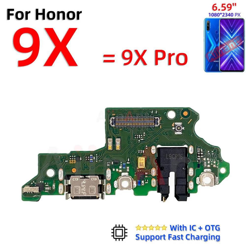 Aiinant USB Charger Dock Connector Port Charging Board Flex Cable For Huawei Honor 9 9A 9C 9N 9i 9s 9X Lite Pro Phone Parts