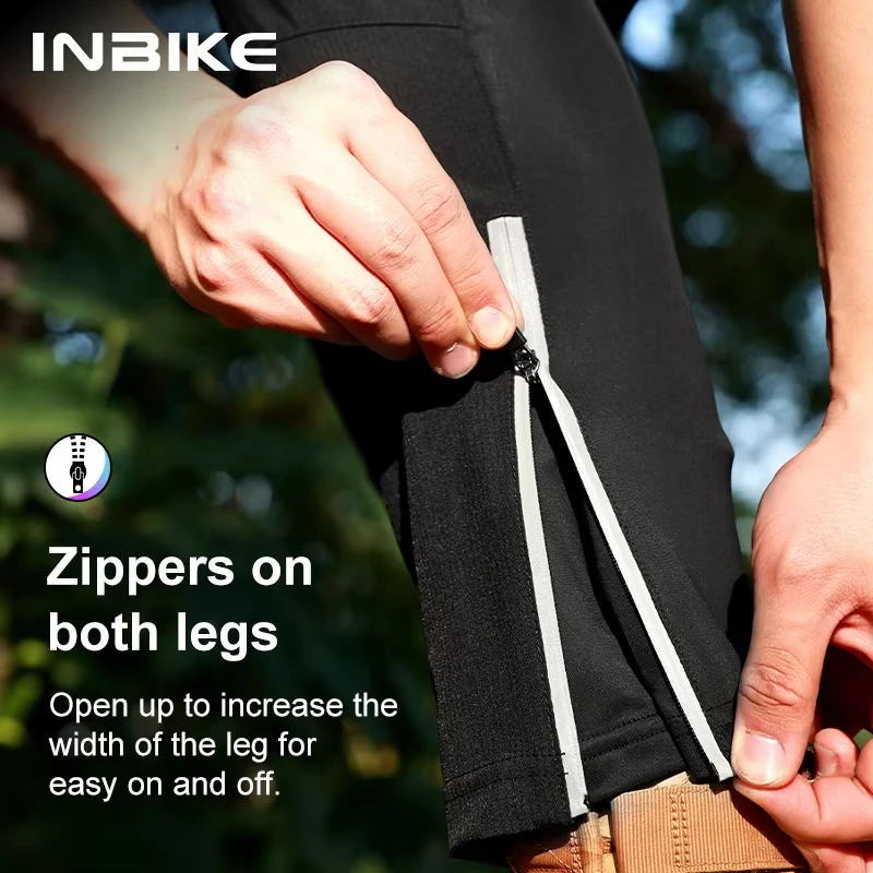 INBIKE Winter Men Cycling Pants Long Bike Pants Waterproof Anti-sweat Breathable Pockets Bicycle Trousers Riding Clothes QG202