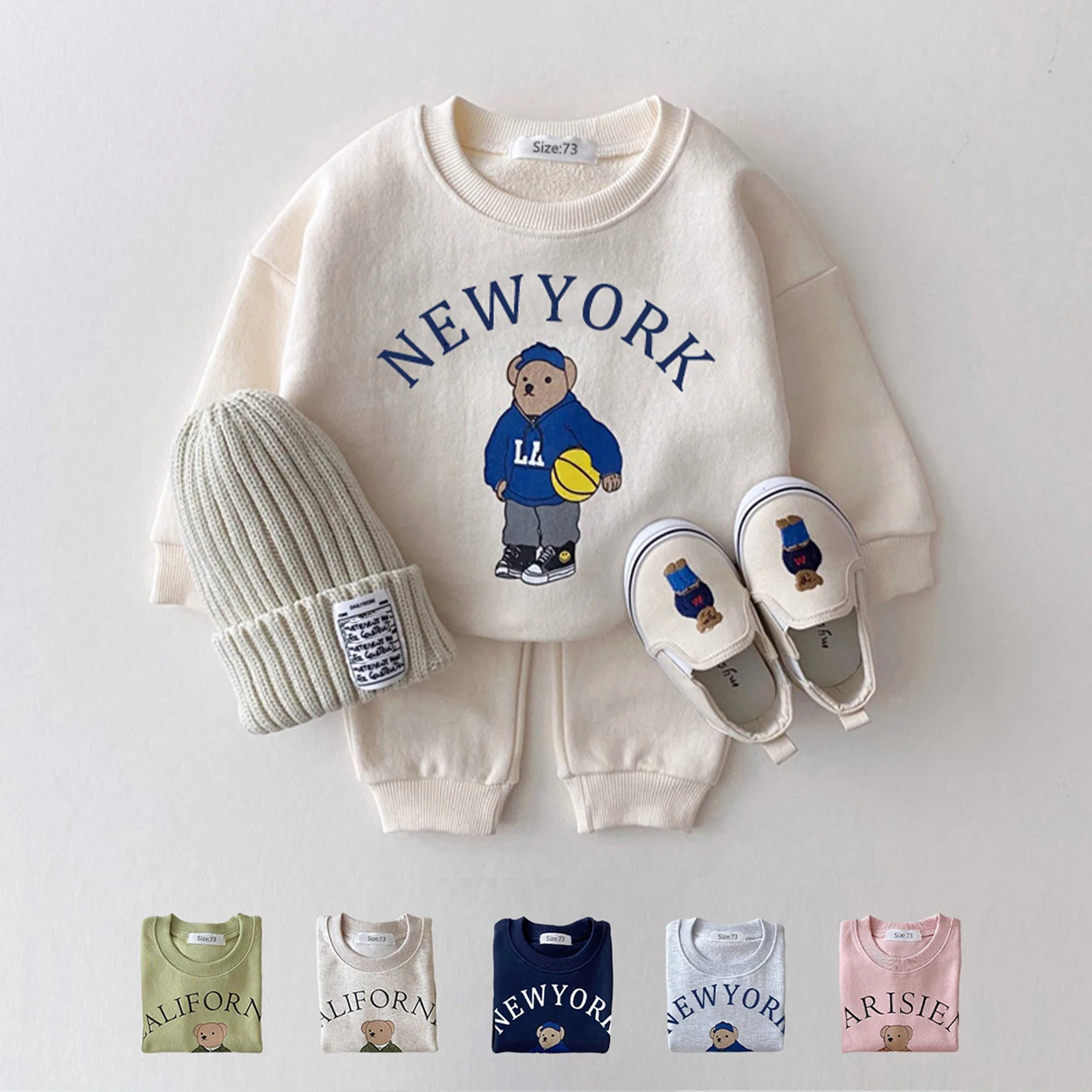 Fashion Baby Girl Costume Set Children Cartoon Bear Top and Trousers Set Baby Boy Sweatshirt and Trousers 2 Baby Boy Costumes