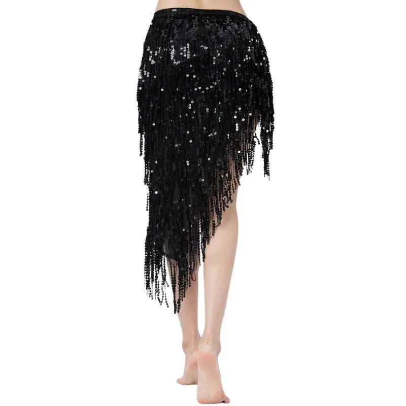 

Sequins Bellydance Skirt Belly Dance Long Tassel Scarf Festival Outfits Women Dance Wear Accessories Dancing Belt