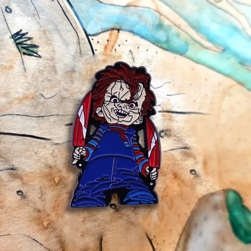 Child\'s Play Chucky CHILD KILLER Enamel Pin Horror Movie Evil Doll Brooch Halloween Night Jewelry