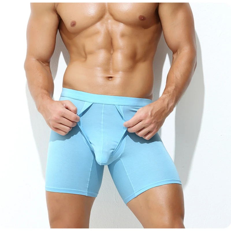 Men\'s Underwear Bullet Separation Pouch Boxers Long Legs Panties Summer Breathable Knickers Fashion Underpants Male Trunks