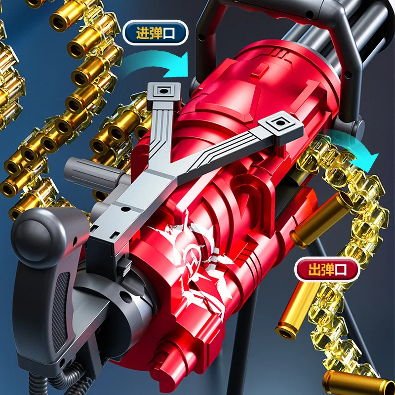 Mano y cuerpo, cadena de balas integrada, carcasa giratoria Gatling, lanzamiento de pistola de balas suaves, puede fuego, pistola de juguete, modelo de ametralladora