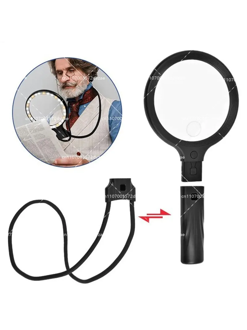 5/10X Hands Free Dimmable Neck Wear LED Magnifier for Watch Repair Book Reading