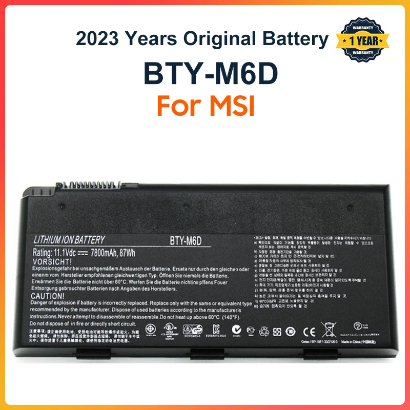 BTY-M6D Laptop Battery for MSI GT60 GT70 GX780R GX680 GX780 GT780R GT660R GT663R GX660 GT680R