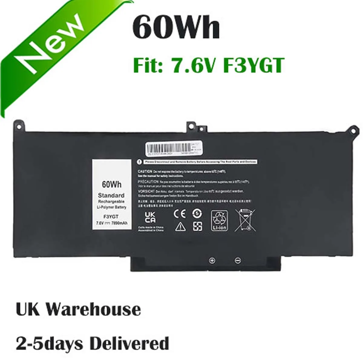 Battery F3YGT For Dell Latitude 12 7280 7290 13 7380 7390 Series Latitude E7380 E7390 E7480 E7490 2X39G KG7VF P28S