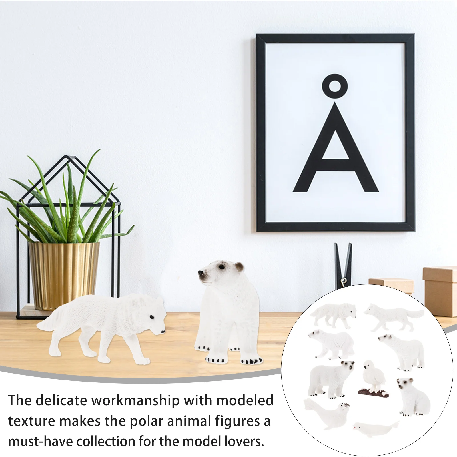 

9pcs Polar Bear Set Arctic Animal For Kids Gift Realistic Sea Creature Ornaments Cake Topper Desktop Decorations Handicraft