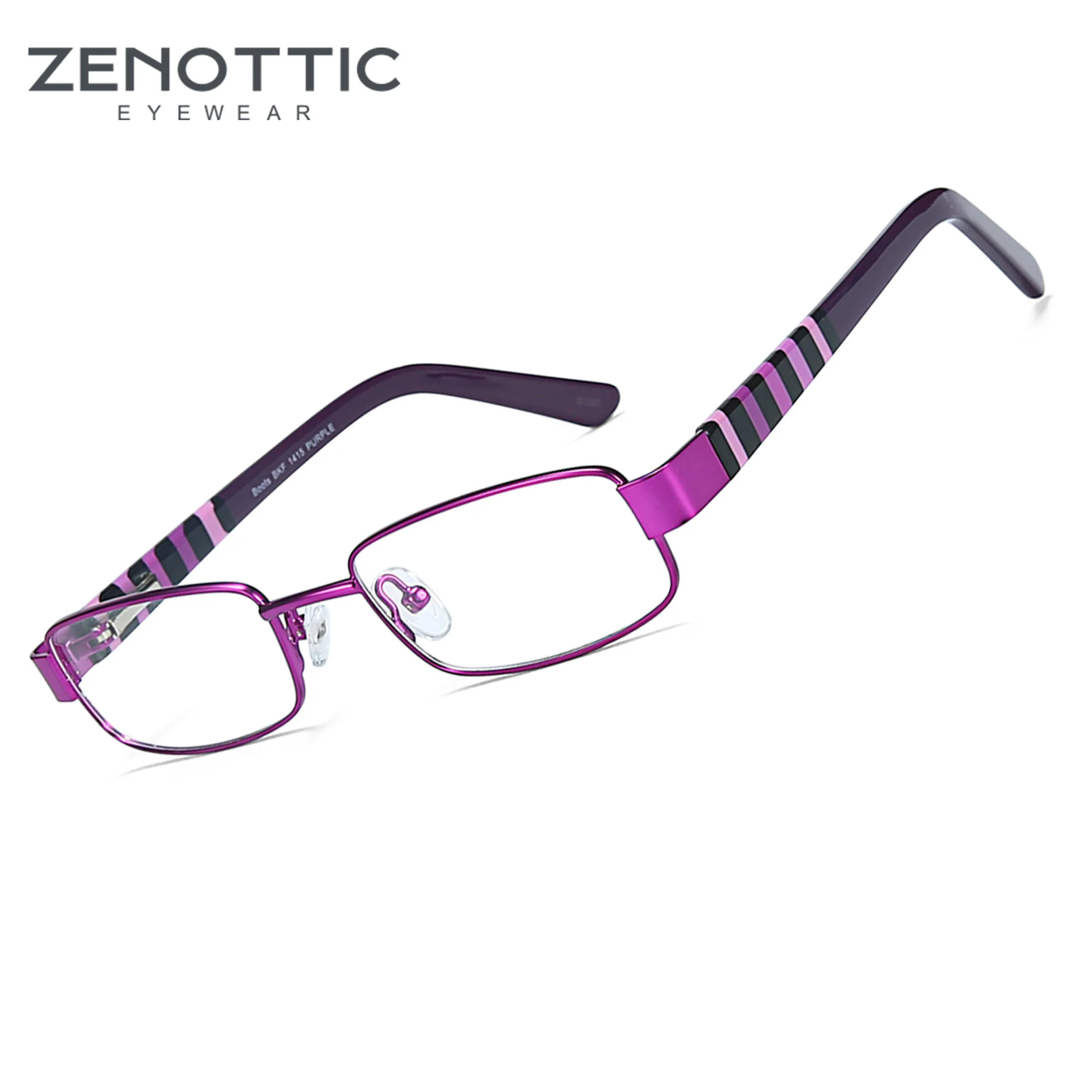 ZENOTTIC Children Eyeglasses Myopia/Prescription Frame Metal Frame Eyewear Stripe Glasses Designer Optical Frames BT8011