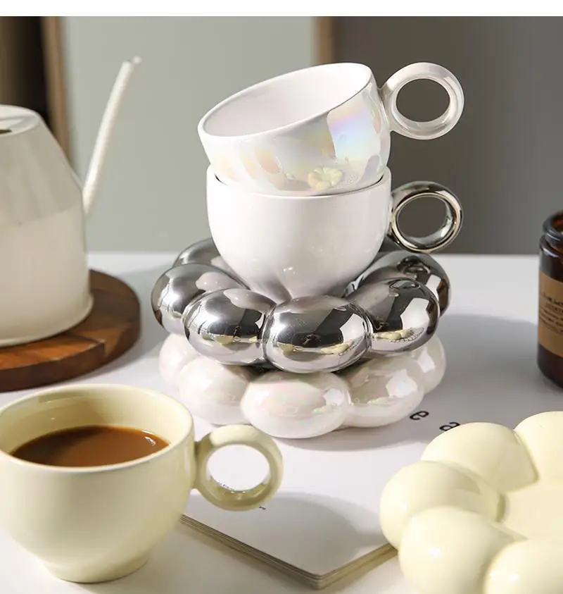 

Home Ceramic Mug Shape Breakfast Coffee Cup Couple Milk 215ml Living Room Decoration Dining Tableware