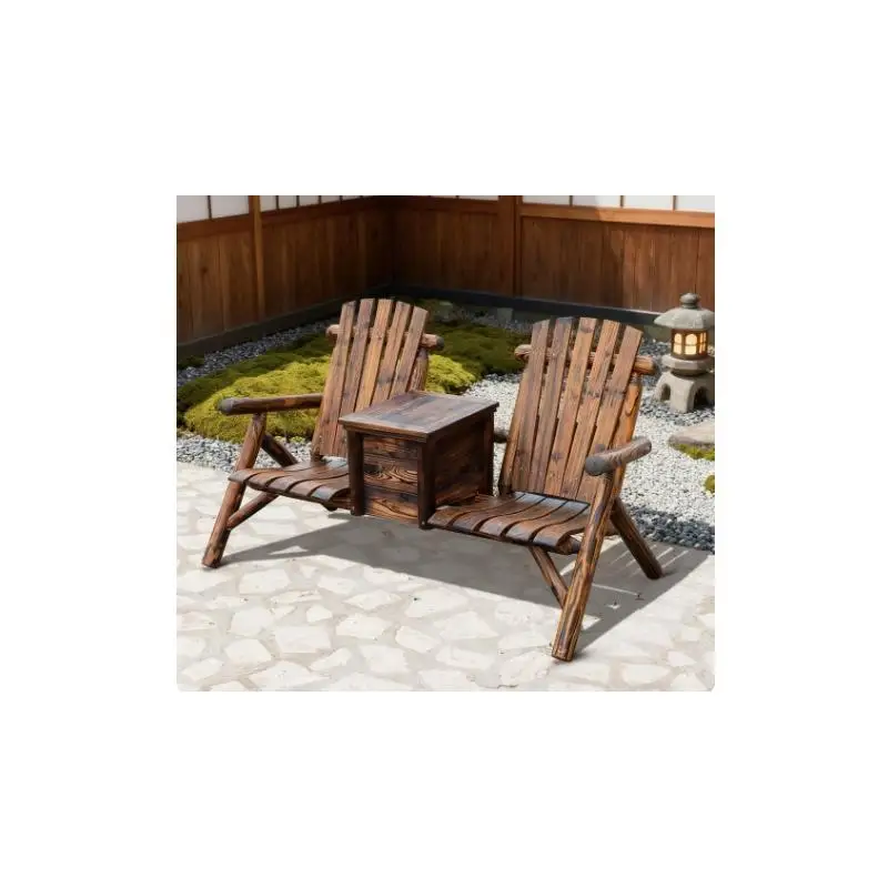 

Двойное кресло-диван Adirondack со встроенным ведром для льда, уличное деревянное сиденье с высокой спинкой для комфорта и отдыха