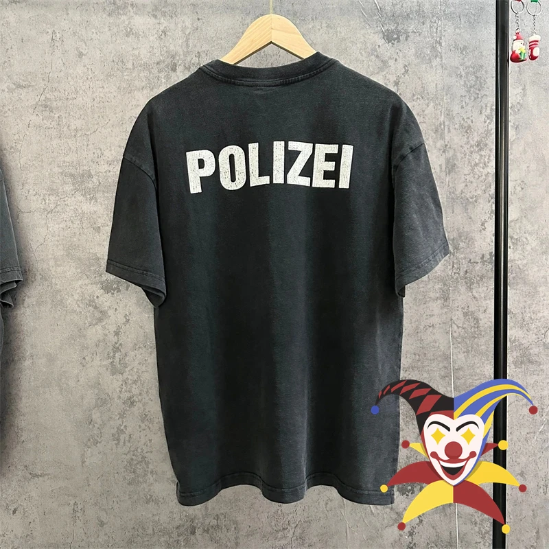 

POLIZEI Kanye Vintage T Shirt Men Women 1:1 High Quality T-shirt Tops Tee