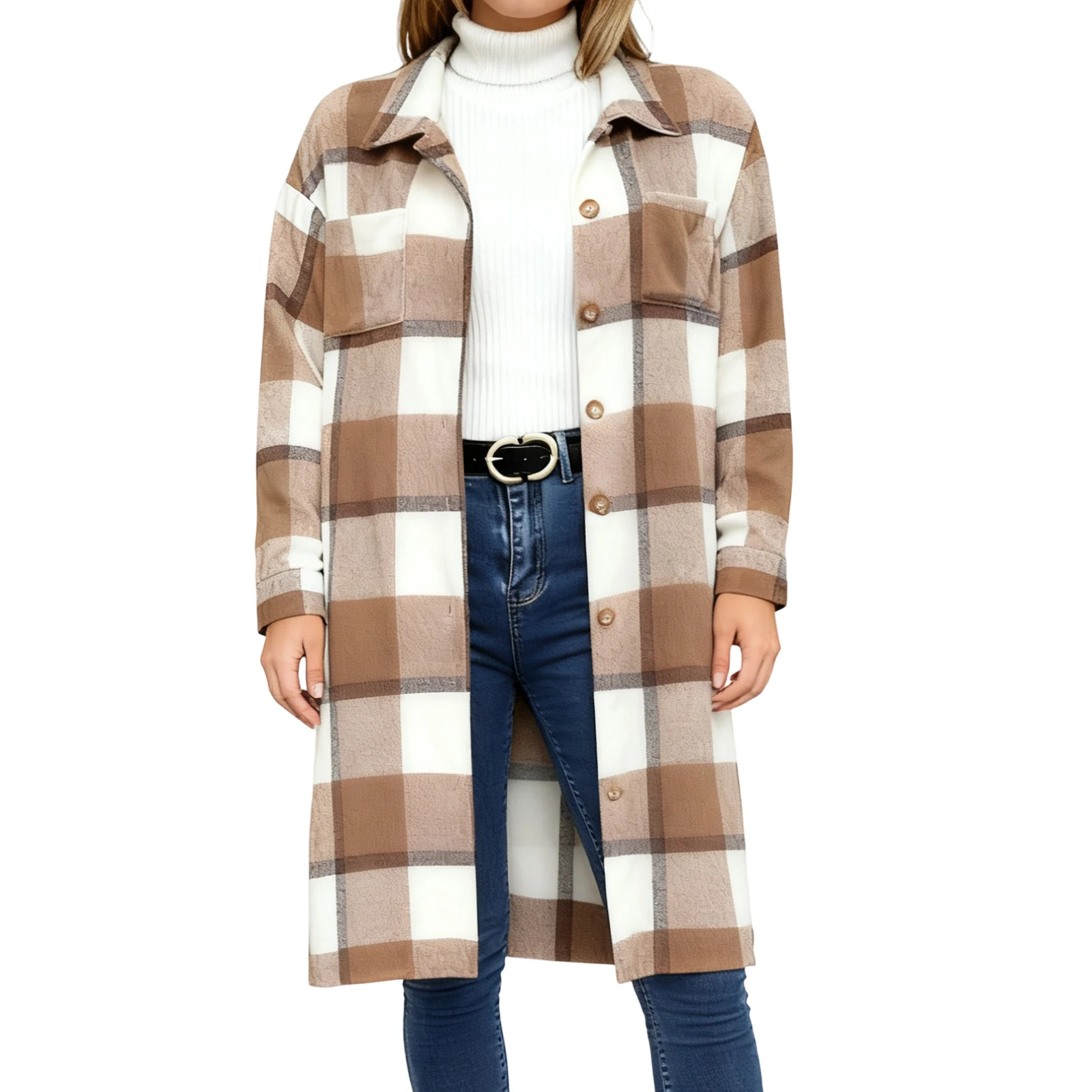 

2026 зимние модные женские куртки в клетку 5XL, повседневное однобортное пальто большого размера с длинными рукавами и карманами