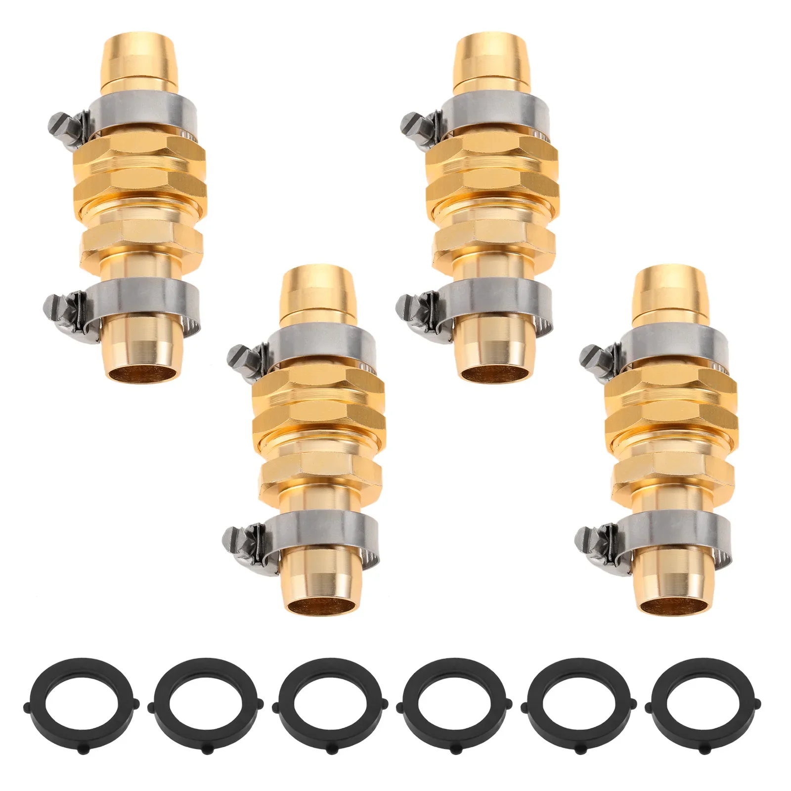 

4 Sets Garden Hose Repair Connectors with Clamps,Aluminum Water Hose End Replacement Fit for 3/4" and 5/8" Garden Hose Fittings