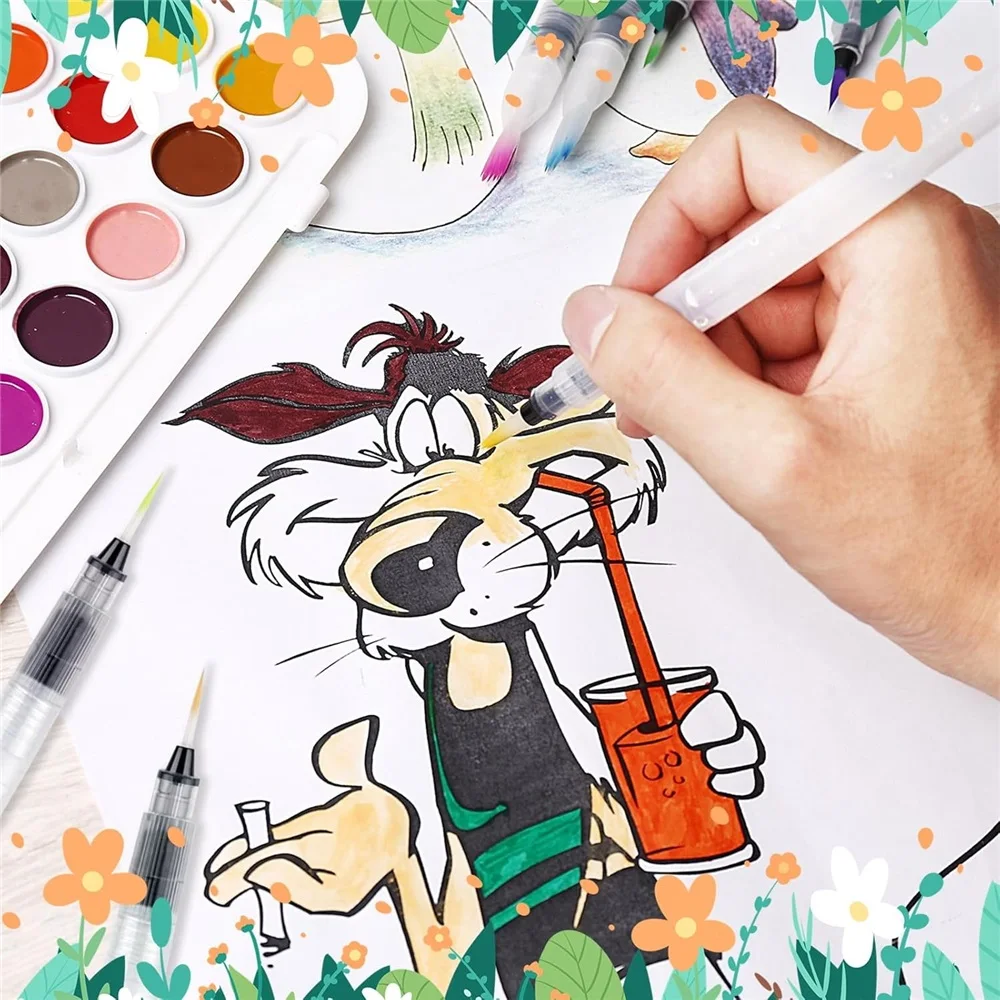6pcs/Set Watercolor Brush, Water Soluble Colored Pencil Watercolor Brush For Beginners Or Kids, Easy To Use And Fill Painting
