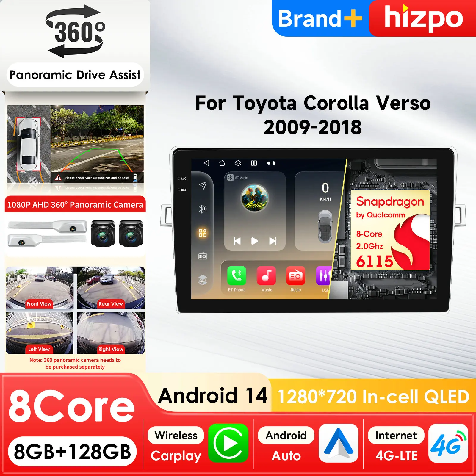 

Автомагнитола 7862 AI Systems с CarPlay и Android Auto для Toyota Corolla Verso 2010-2018, GPS-мультимедийный плеер, стерео-головное устройство, 4G WIFI