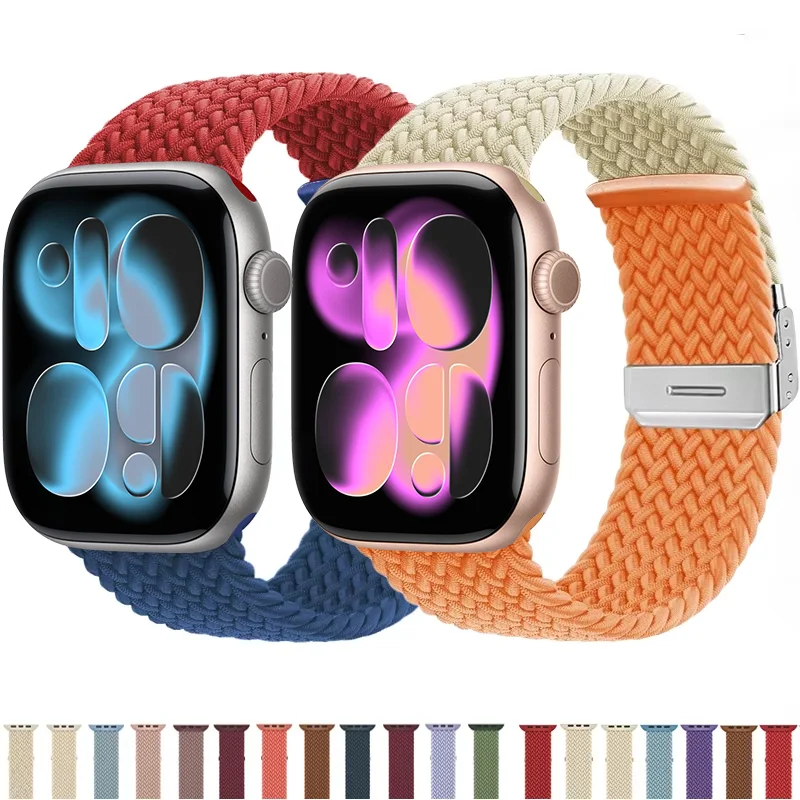 Braided Nylon Strap For Apple Watch Ultra 3/2 49mm 11 10 9 8 6 SE3 5 Bracelet iWatch 46mm 42mm 45mm 41mm 44mm 40mm Two-Tone Band