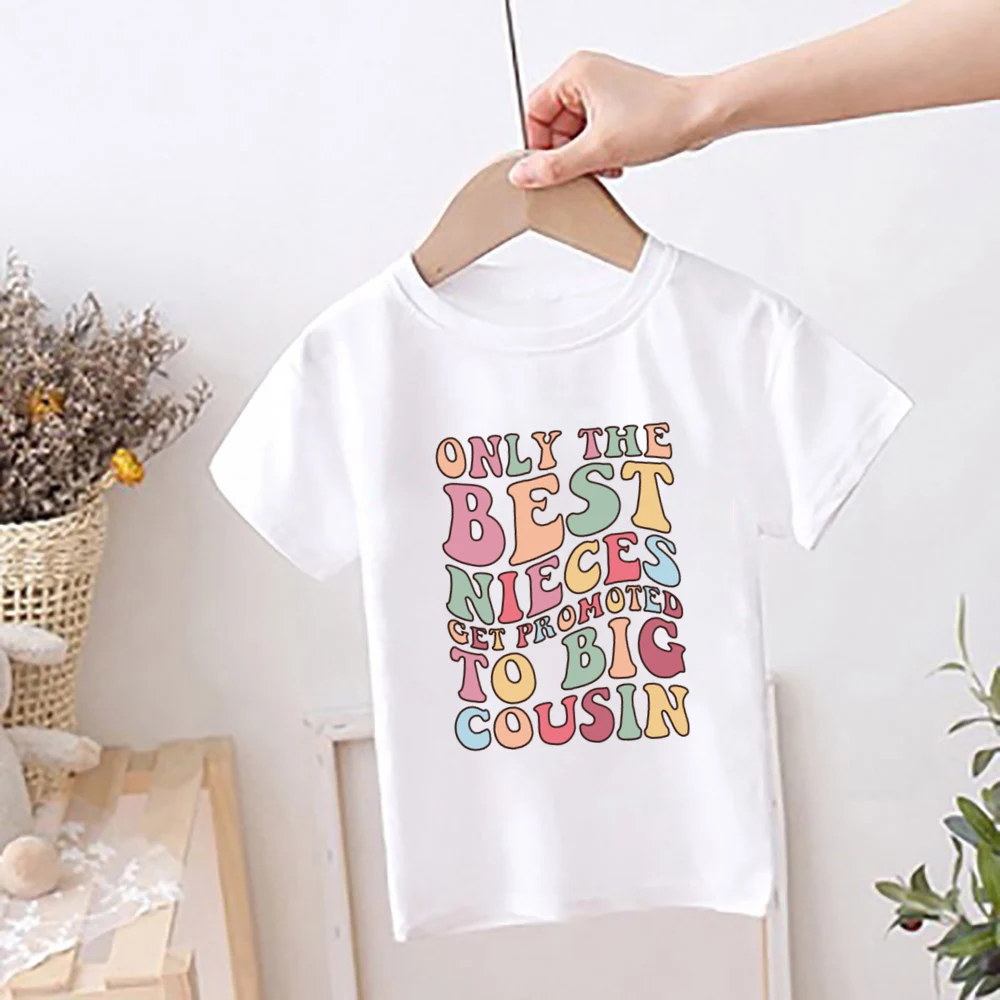 Only The Best Nieces Get Promoted To Big Cousin Print Shirted Pregnancy Announcement T-shirt Girls Short Sleeve Tops Vintage Tee