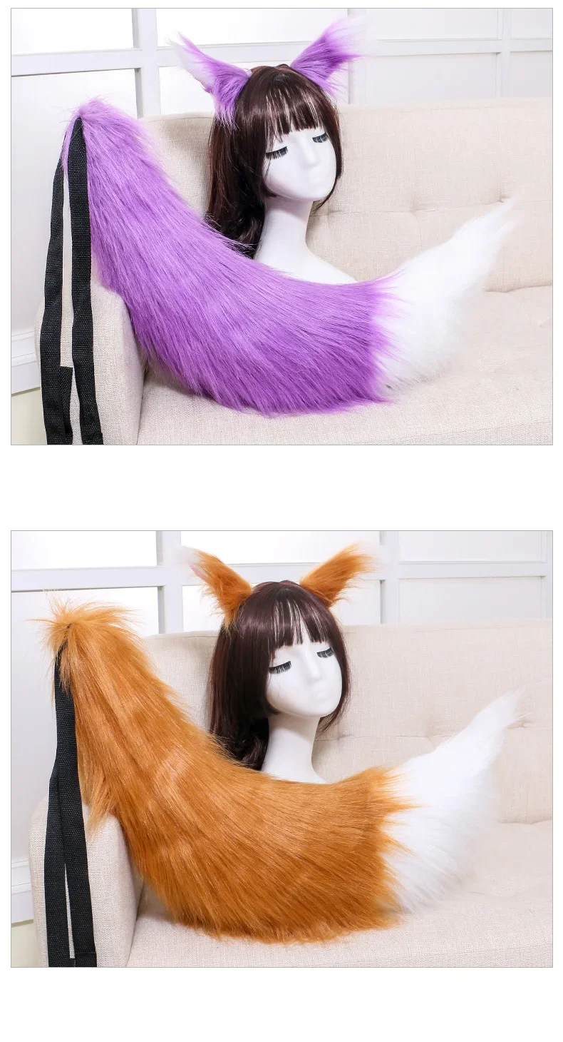 Animal  Fox Ear Long Tail Furry Headband  Prop  Party Fancy Dress Lovely Lolita Anime Cosplay Costume  Halloween Christmas