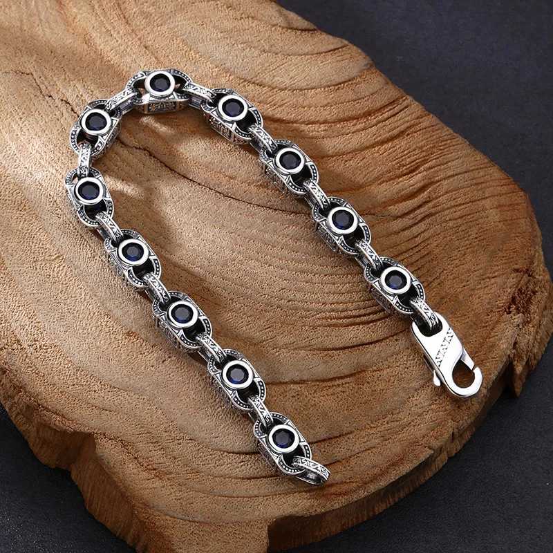 HX New Seiko Arabesque Zircon Bracelet for Men\'s Domineering Trend Retro All-match Jewelry Accessories