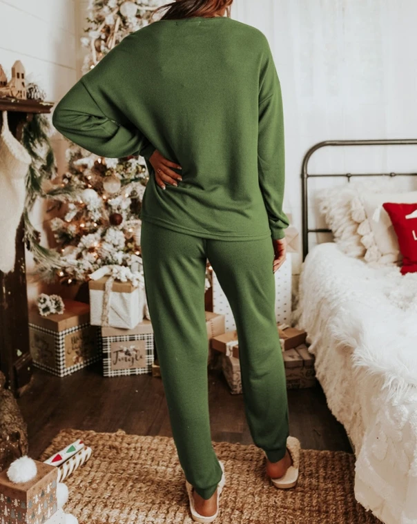 Christmas Sequined Long Sleeved Pants Two-Piece Fashionable Casual Set Winter New Clothes Women\'s Fashion Loose Trousers Outfits