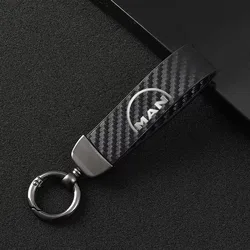 carbon fiber Leather Keychain Car Keychain Horseshoe Buckle Jewelry For MAN TGX TGM TGA TGS TGE Accessories