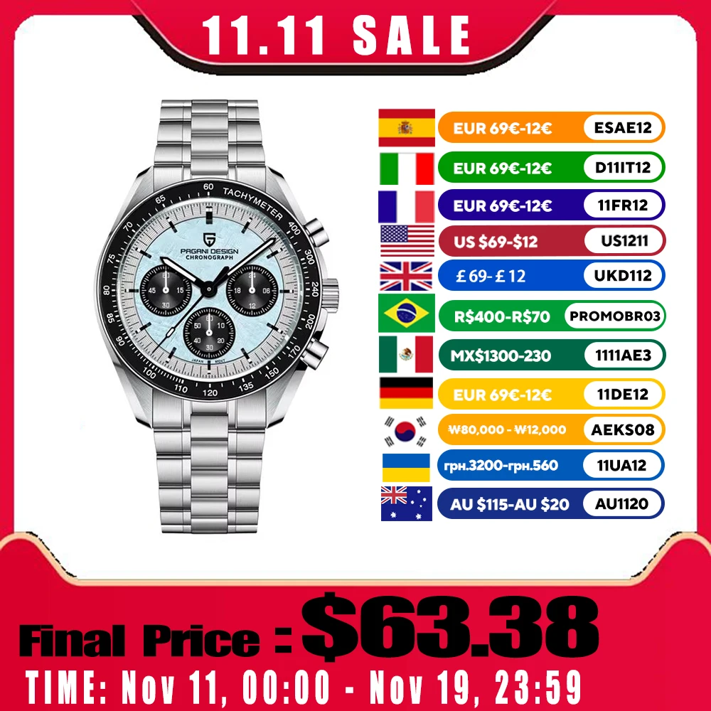 

2025 new pagani design watches for man luxury chronograph mens watch luminous stop watch auto date waterproof clock reloj hombre