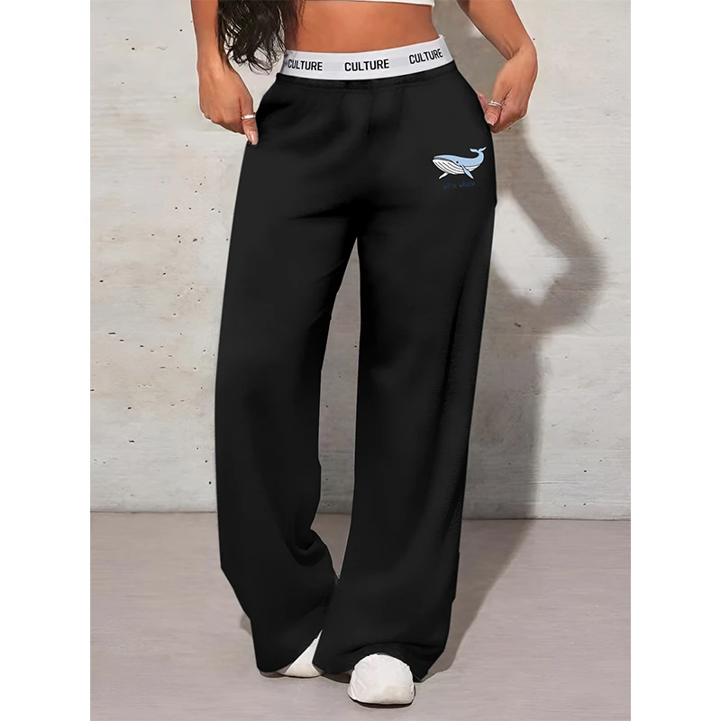 

Autumn Women's Pants Loose Webbing Women's Sweatpants Casual Pockets Women's Wide Leg Pants Fashion