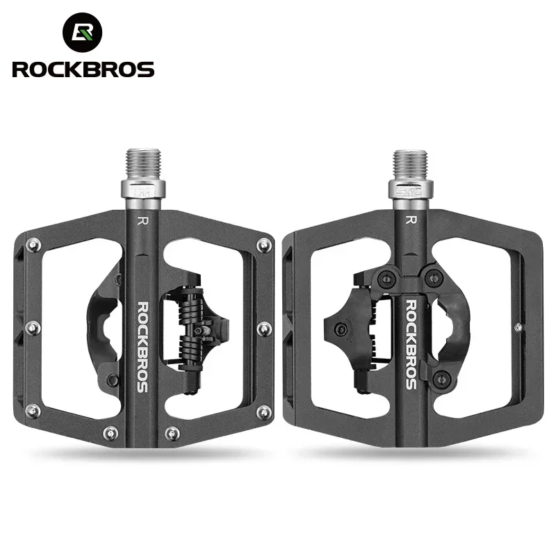 

ROCKBROS 2 In 1 Bicycle Lock Pedal With Free Cleat For SPD System MTB Road Aluminum Anti-slip Sealed Bearing Lock Accessories