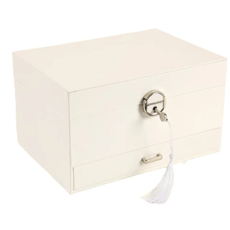 ASINGYER Large Jewelry Box Organizer Leather Travel For Case With Zipper Display Storage For Earrings Necklaces Accessories