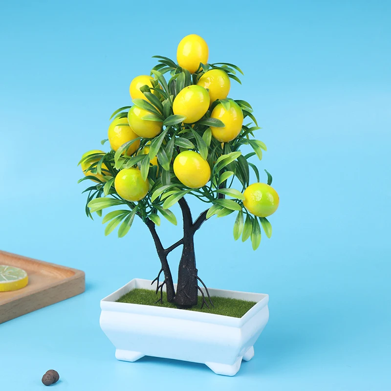 Artificial Lemon Plants Potted Fake Flower For Home Party And Garden Decoration