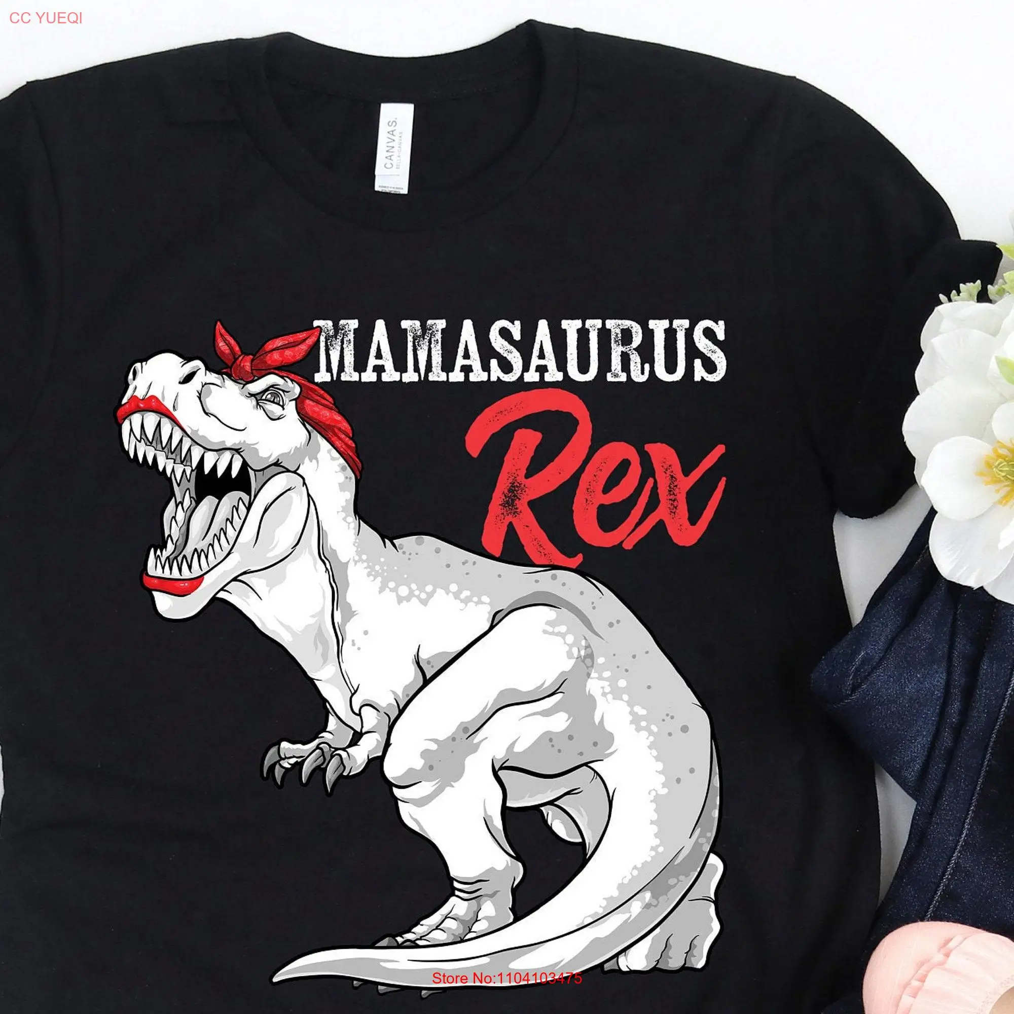 Mamasaurus T Shirt Mama Dinosaur Rex Birthday Mothers Day For Mom long or short sleeves