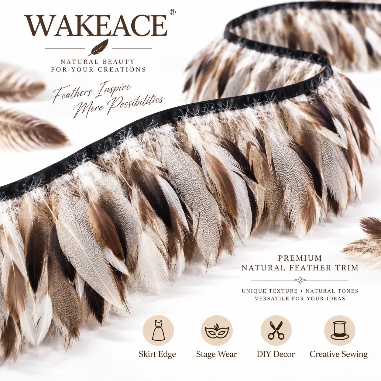 10M Natural Pheasant Duck Feather Trim Fringe Ribbon for Sewing Dress Costume Carnival Party DIY Craft Decoration