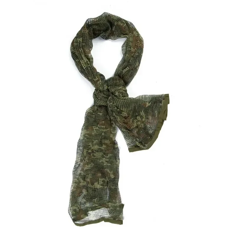 Tactical Scarf Sniper Veil Camo Mesh KeffIyeh Sniper Face Scarf Veil Shemagh Head Wrap for Outdoor Camping Hunting