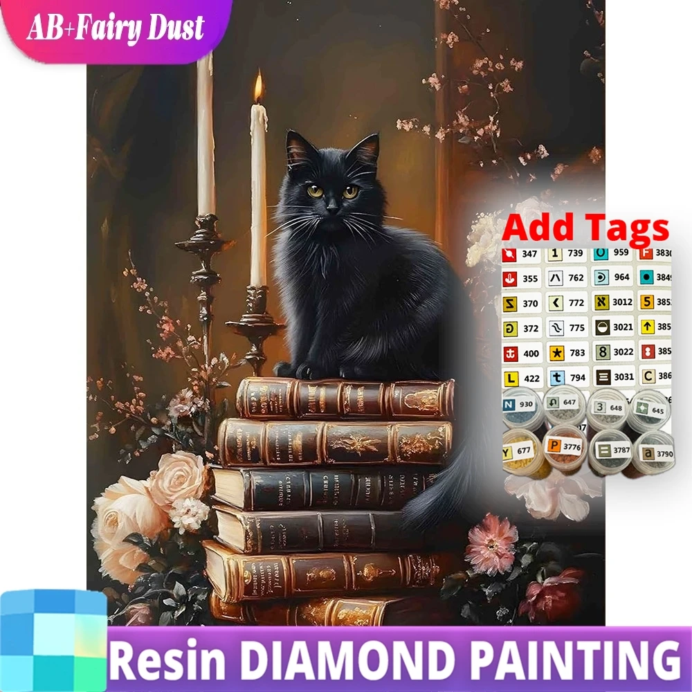 

Алмазная мозаика AB Fairy Dust Resin 5D DIY: Черная кошка, животное, алмазная вышивка, книга-раскраска, вышивка крестом, цветы. Новинка.