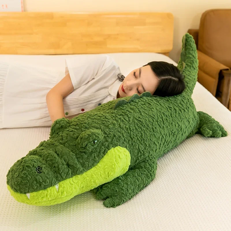 Oversize Crocodile Plush Toy Fluffy Full Stuffed Animal Pillow Doll Jungle Green Giant Alligator Sofa Cushion Kids Birthday Gift