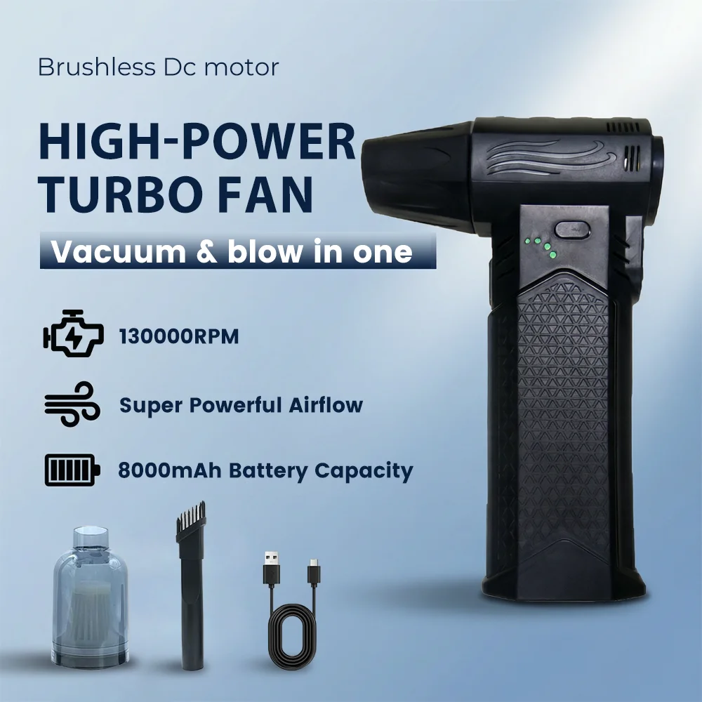 

130000RPM Powerful Air Blower Vacuum Dust Cleaner Type-C Charging High Speed Brushless Turbo Blower Car Air Duster Car Cleaning