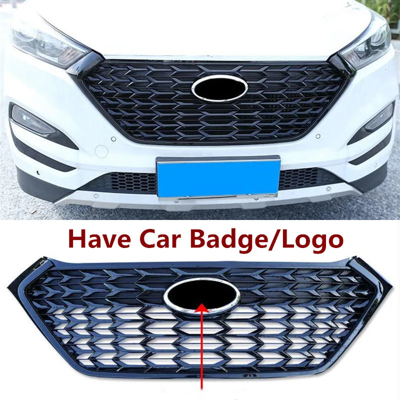 For Hyundai Tucson Front Bumper Grille Improved Diamond Grill ABS Mesh Mask Decorative Cover Refit Accessories 2015-2018