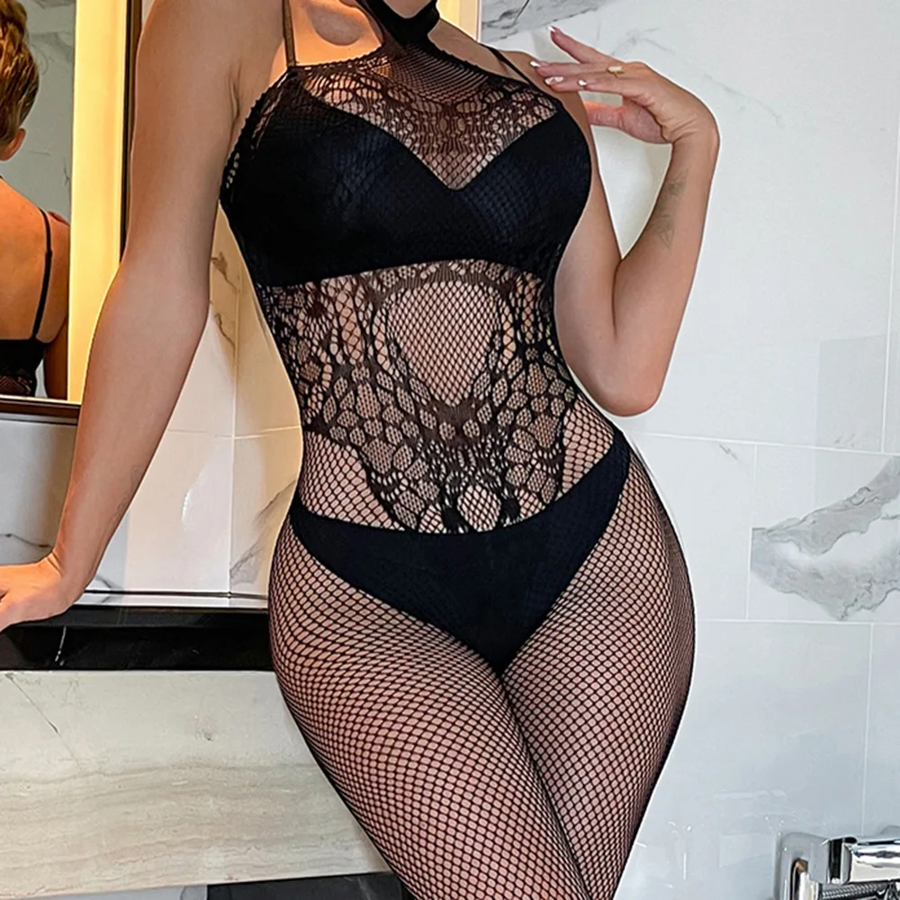 2023 Sexy Crotchless Mesh Fishnet Bodystockings For Women Erotic Lingerie Open Crotch Teddies Bodysuits Female Sexy Night Underw