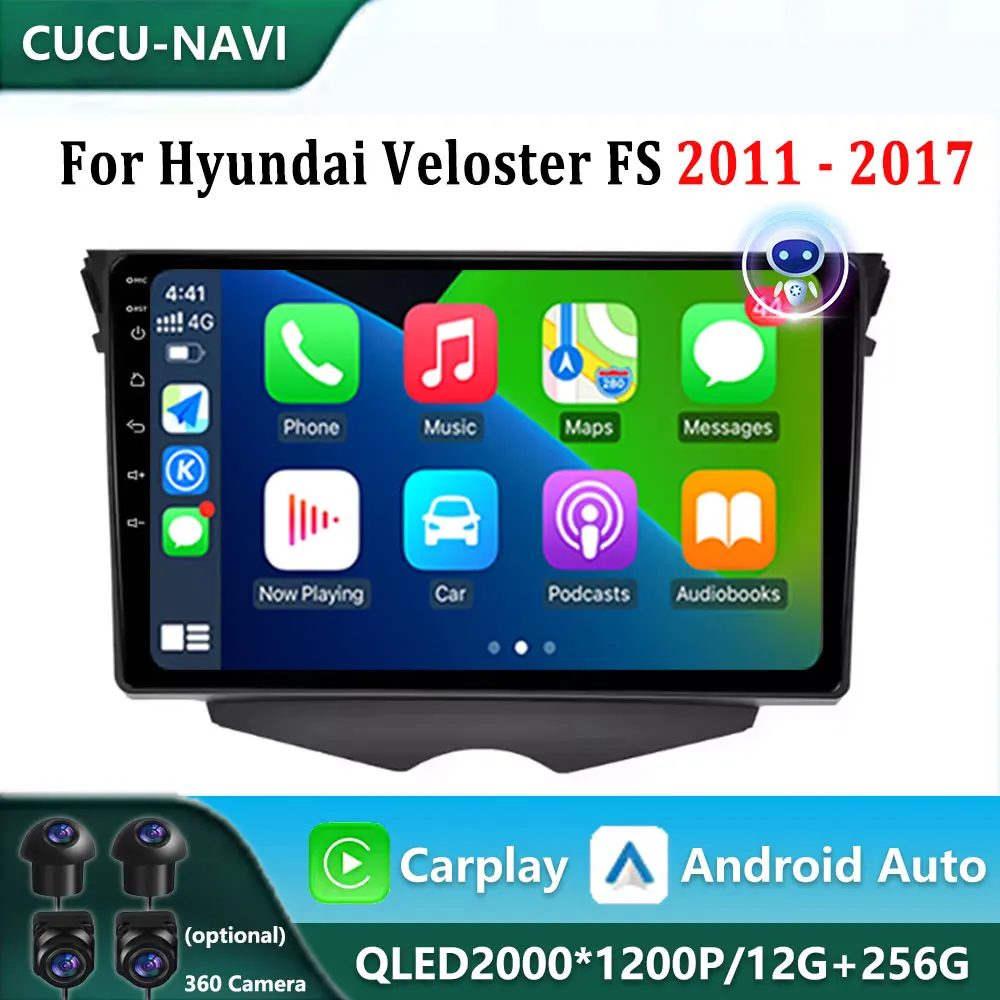

Car Radio Carplay GPS Navigation Android Auto Stereo Multimedia For Hyundai Veloster FS 2011 - 2017 Player 4G Wifi Screen BT RDS