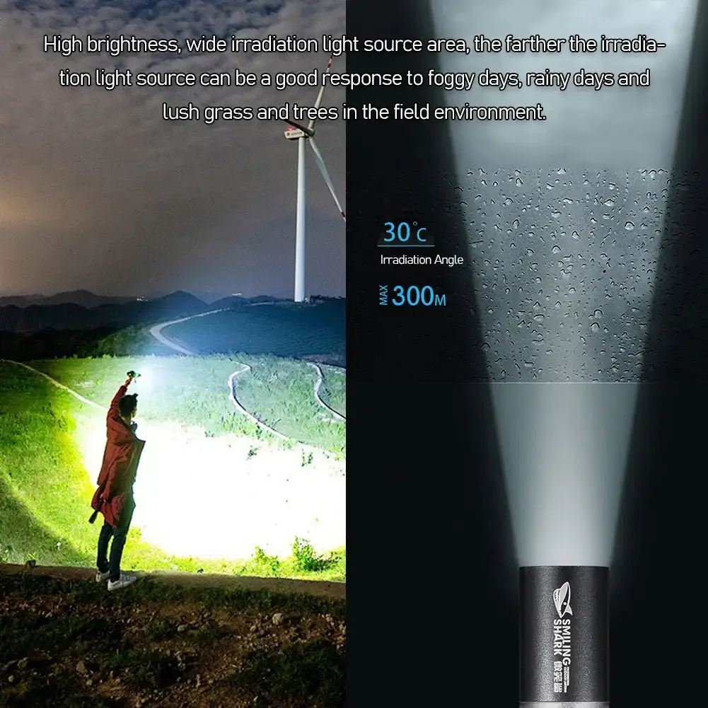 Mini Flashlight USB Rechargeable LED Flashlight Waterproof Telescopic Powerful Torch Lamp Outdoor Zoom Portable Torch