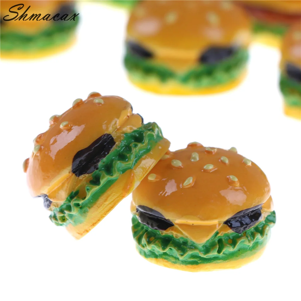 Hamburger Miniature Food Models, Dollhouse Acessórios, 2pcs