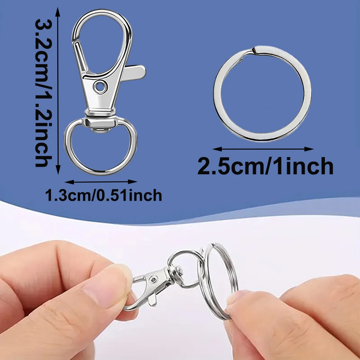 10/20/30/50 Set Swivel Keychain With Key Ring, for Making Keychains, Lanyards, Wallet Hardware Accessories, DIY Crafts and Gift