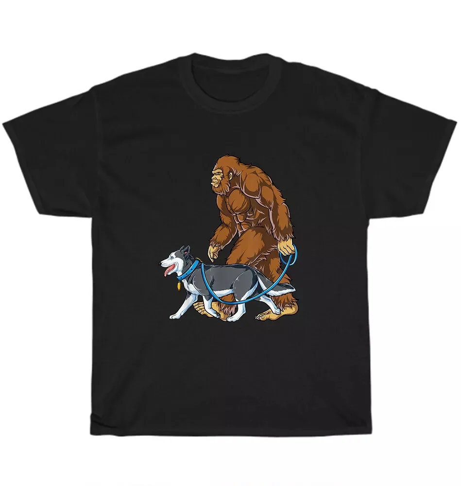 Bigfoot Dog Walk Siberian Husky Sasquatch Puppy Dogs Lover Unisex T-shirt S-5XL