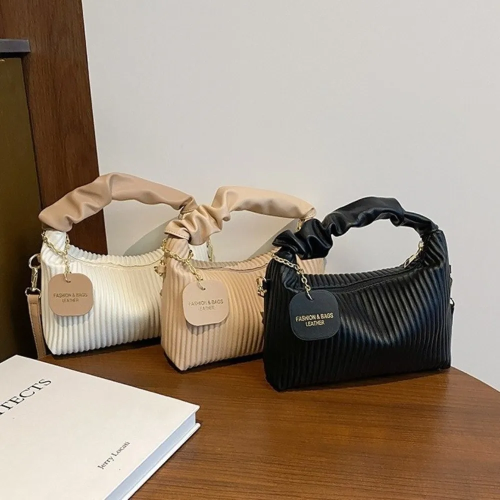Elegant Texture Vertical Stripe Handbag Small-Scale Design Polyester Lining Synthetic Leather Crossbody Bag Luxury Chic