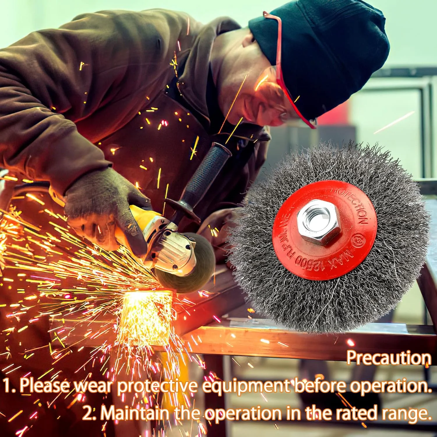 Sikat Kawat Baja Tahan Karat 4 inci 100mm Dengan Ulir M14 5/8-11in Untuk Mesin Gerinda Sudut Pembersih Logam Penghilang Karat Abrasif