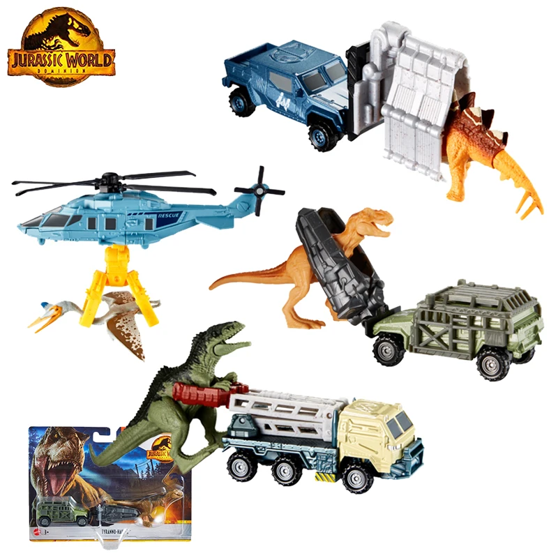 Original Matchbox Jurassic World Dinosaur Transport Car Series Giant Beast Pterosaur T-Rex Alloy Model Toys for Boys Stegosaurus