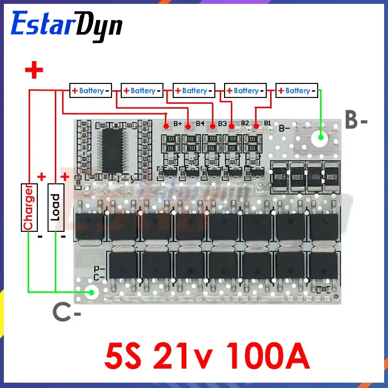 3s/4s/5s Bms 12v 16.8v 21v 3.7v 100a Li-ion Lmo Ternary Lithium Battery Protection Circuit Board Li-polymer Balance Charging