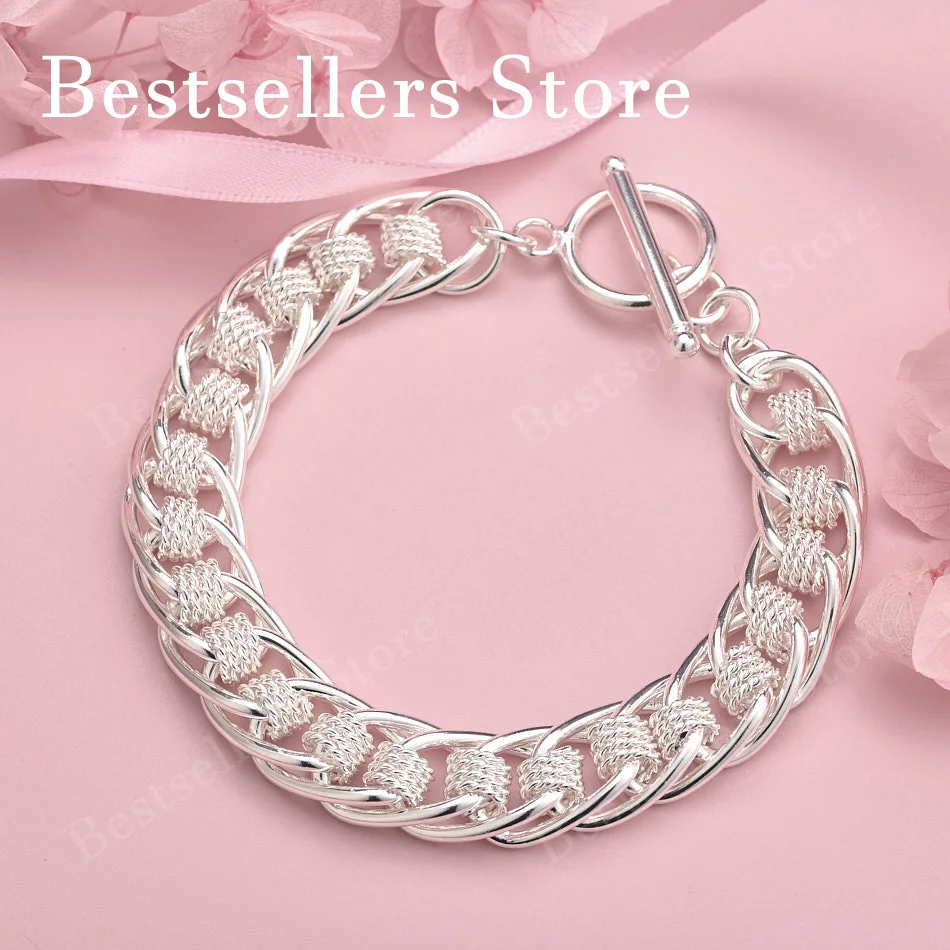 

925 sterling silver 8-inch exquisite round mesh bracelet, fashionable women's party jewelry, wedding accessories
